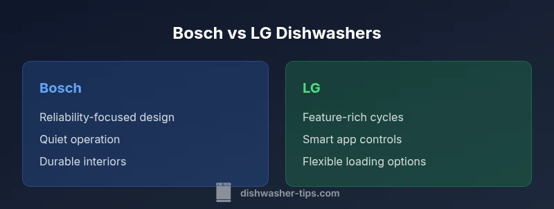 Comparison infographic showing Bosch vs LG dishwashers