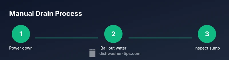Tailwind infographic showing steps to manually drain a dishwasher