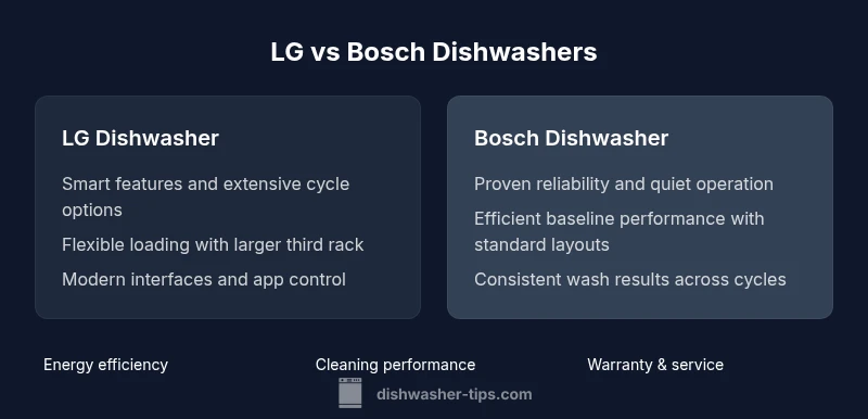 Infographic comparing LG and Bosch dishwashers