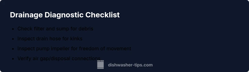 Checklist for diagnosing dishwasher drainage problems